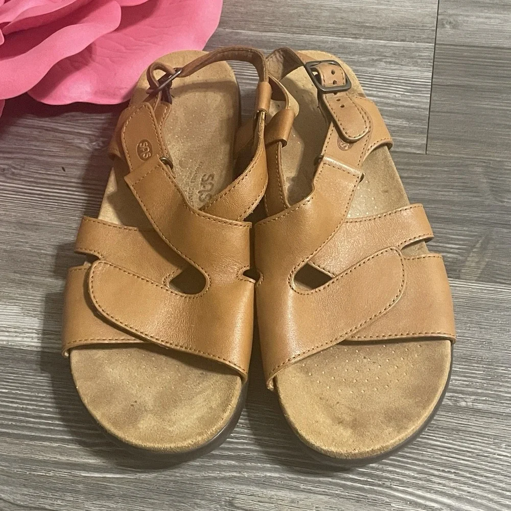 SAS Tripad Comfort Women's Sz 11 NARROW Huggy Leather Sandals Caramel